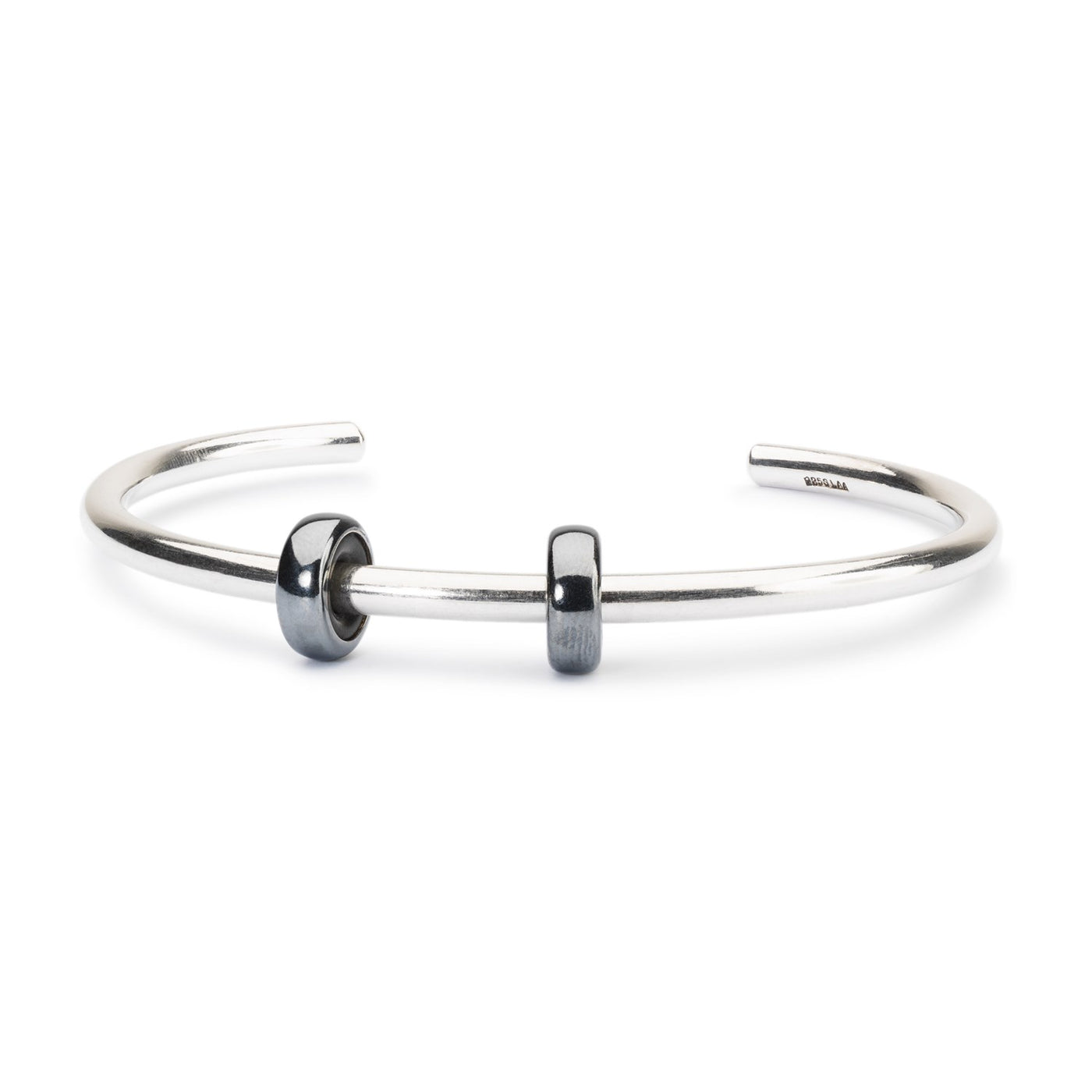Sterling Silver Bangle with 2 x Oxidized Spacers